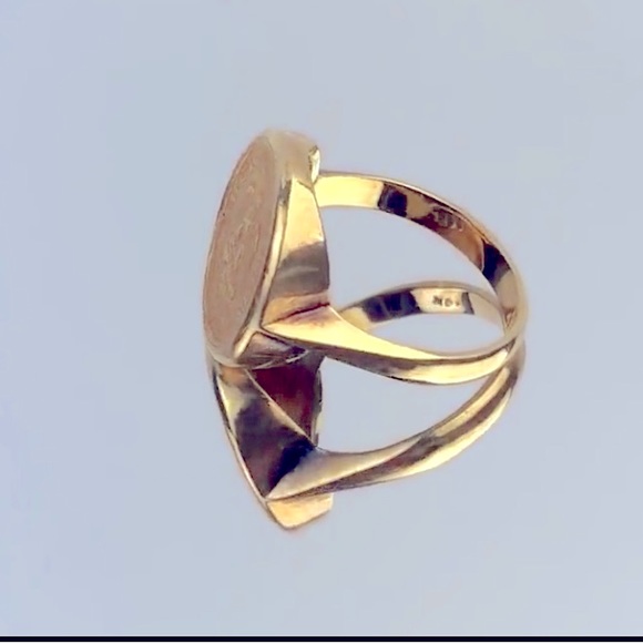 22K 1945 DOS PESOS COIN RING MOUNTED ON SOLID 14K SETTING! THIS IS A FLASH SALE! - Picture 10 of 16